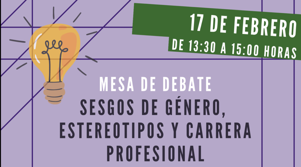 Cartel sobre mesa redonda donde aparecen los nombres de las integrantes, la fecha, la hora y el tema a tratar
